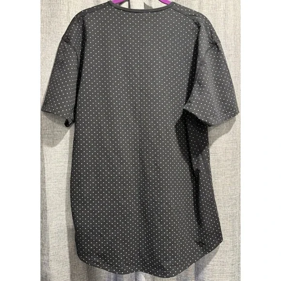 BYLT Shirt Mens Large Black T-Shirt Drop Cut Grey Polka Dot Lux Stretch Gym - Picture 4 of 8